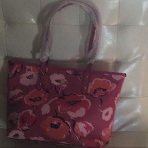 NWT Coach pink floral bag with pink handles